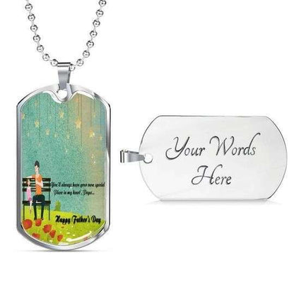 Dad Dog Tag Custom Picture, Happy Father’S Day Your Place Always In My Heart Dog Tag Necklace Gift For Dad Father's Day Rakva