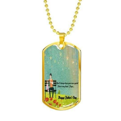 Dad Dog Tag Custom Picture, Happy Father’S Day Your Place Always In My Heart Dog Tag Necklace Gift For Dad Father's Day Rakva