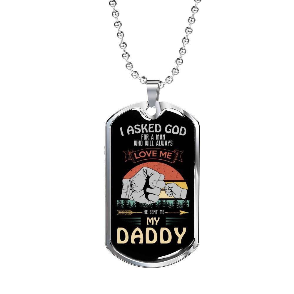 Dad Dog Tag Custom Picture, He Sent Me My Daddy Father Day For Dad Dog Tag Necklace Father's Day Rakva
