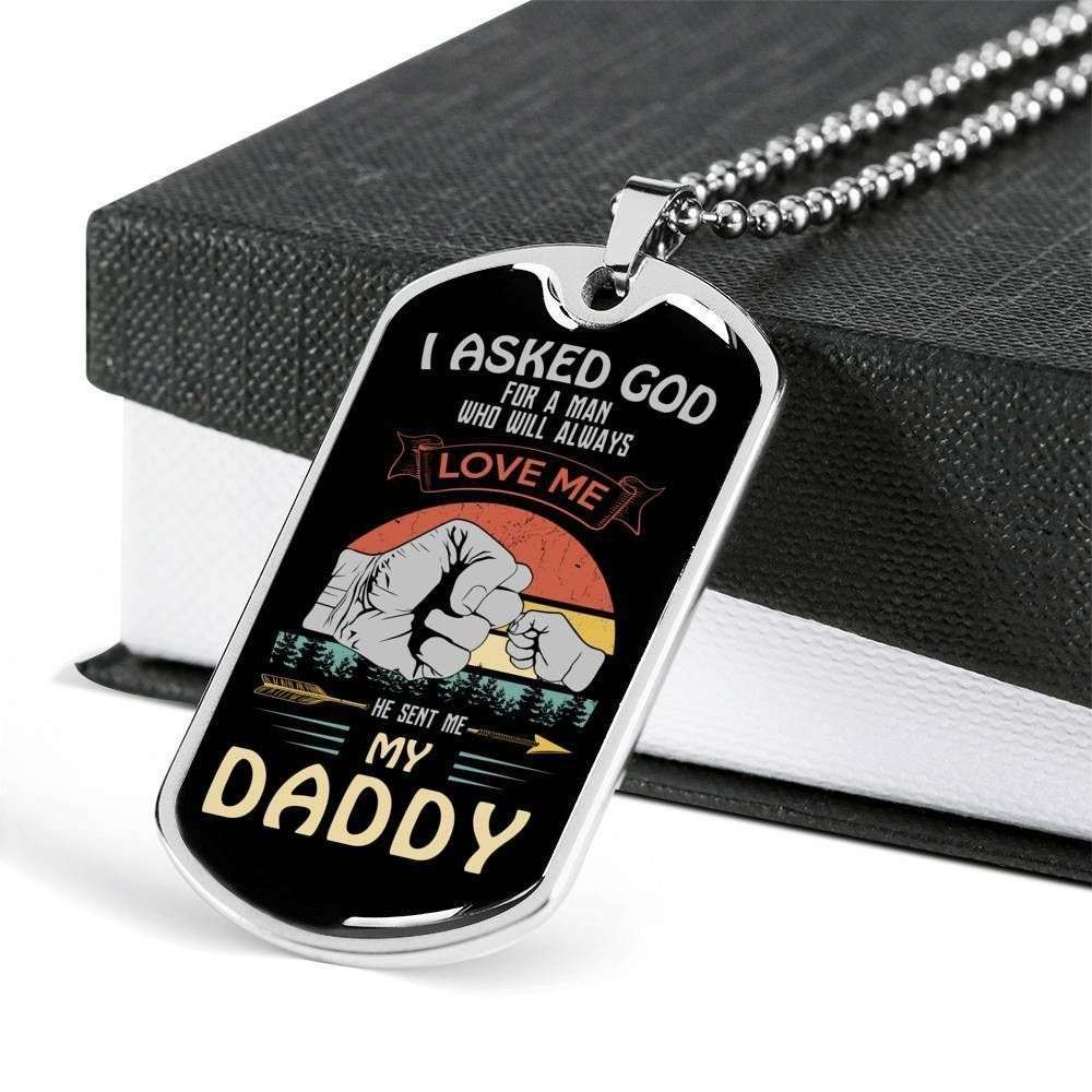 Dad Dog Tag Custom Picture, He Sent Me My Daddy Father Day For Dad Dog Tag Necklace Father's Day Rakva
