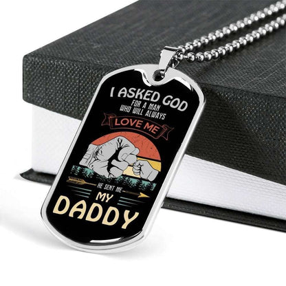 Dad Dog Tag Custom Picture, He Sent Me My Daddy Father Day For Dad Dog Tag Necklace Father's Day Rakva