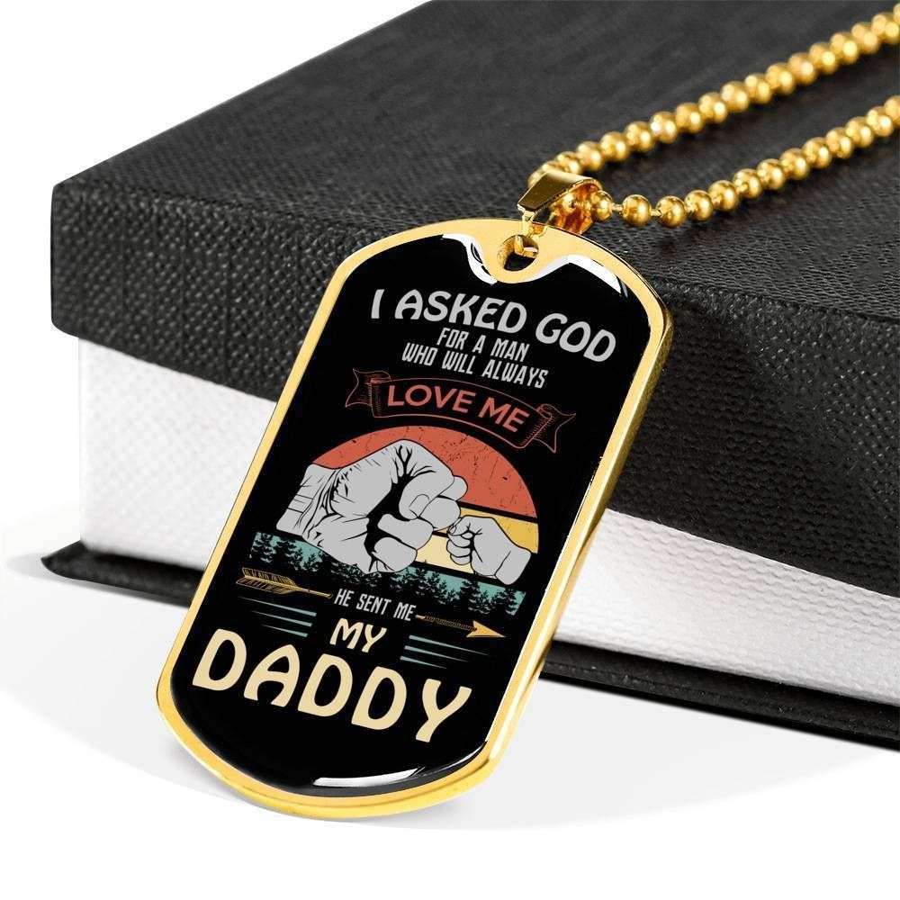 Dad Dog Tag Custom Picture, He Sent Me My Daddy Father Day For Dad Dog Tag Necklace Father's Day Rakva