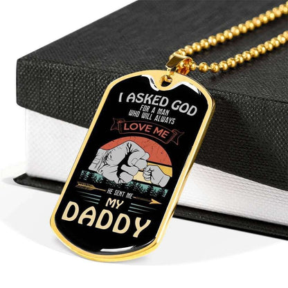 Dad Dog Tag Custom Picture, He Sent Me My Daddy Father Day For Dad Dog Tag Necklace Father's Day Rakva