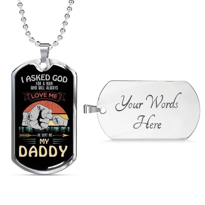Dad Dog Tag Custom Picture, He Sent Me My Daddy Father Day For Dad Dog Tag Necklace Father's Day Rakva