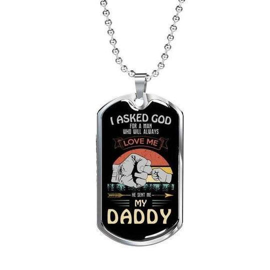 Dad Dog Tag Custom Picture, He Sent Me My Daddy Father Day For Dad Necklace Father's Day Rakva