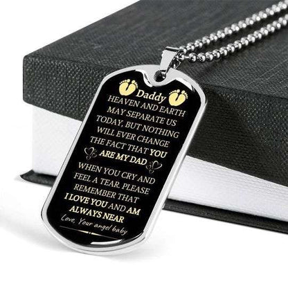 Dad Dog Tag Custom Picture, Heaven And Earth May Separate Us Today Dog Tag Necklace Gift For Daddy Father's Day Rakva