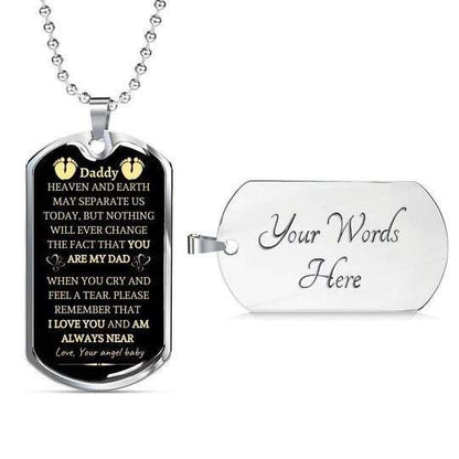 Dad Dog Tag Custom Picture, Heaven And Earth May Separate Us Today Dog Tag Necklace Gift For Daddy Father's Day Rakva