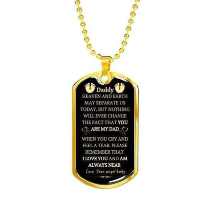 Dad Dog Tag Custom Picture, Heaven And Earth May Separate Us Today Dog Tag Necklace Gift For Daddy Father's Day Rakva
