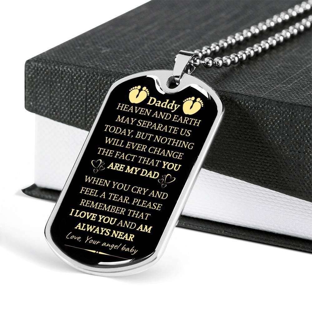 Dad Dog Tag Custom Picture, Heaven And Earth May Separate Us Today Dog Tag Necklace Gift For Daddy Father's Day Rakva