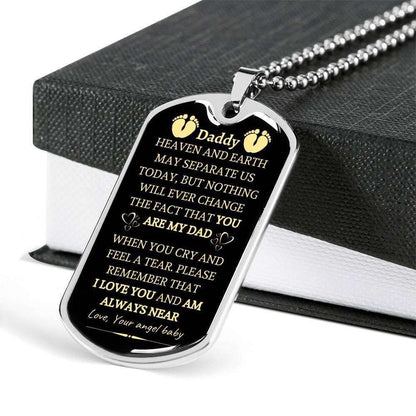 Dad Dog Tag Custom Picture, Heaven And Earth May Separate Us Today Dog Tag Necklace Gift For Daddy Father's Day Rakva