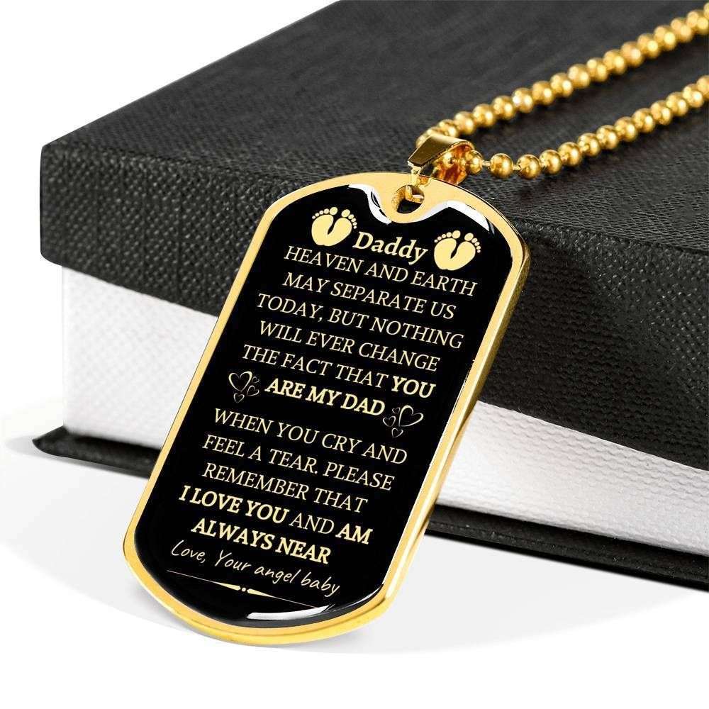 Dad Dog Tag Custom Picture, Heaven And Earth May Separate Us Today Dog Tag Necklace Gift For Daddy Father's Day Rakva
