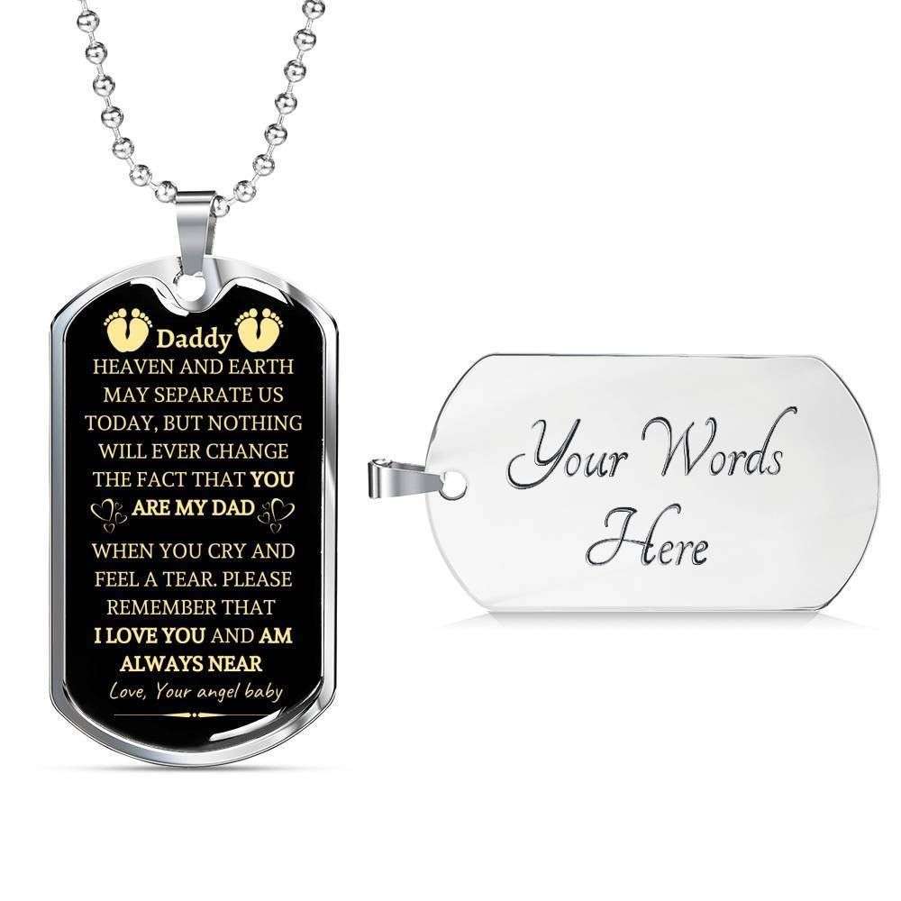 Dad Dog Tag Custom Picture, Heaven And Earth May Separate Us Today Dog Tag Necklace Gift For Daddy Father's Day Rakva