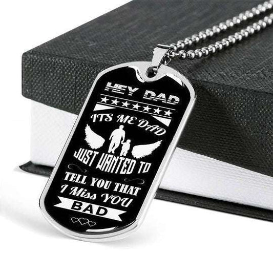 Dad Dog Tag Custom Picture, Hey Dad I Miss You Dog Tag Necklace Gift For Daddy Father's Day Rakva