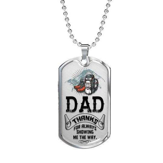 Dad Dog Tag Custom Picture, Hiker Thanks For Always Showing Me The Way Dog Tag Necklace For Dad Father's Day Rakva