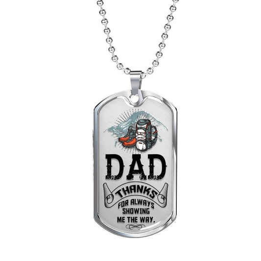 Dad Dog Tag Custom Picture, Hiker Thanks For Always Showing Me The Way Dog Tag Necklace For Dad Father's Day Rakva