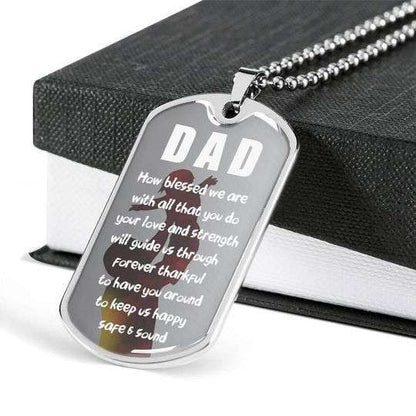 Dad Dog Tag Custom Picture, How Blessed We Are With All That You Do Dog Tag Necklace For Dad Father's Day Rakva