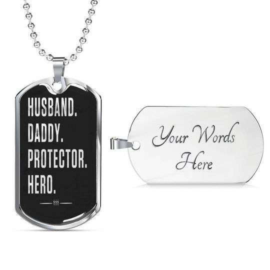 Dad Dog Tag Custom Picture, Husband Daddy Protector Hero Dog Tag Necklace For Dad Father's Day Rakva