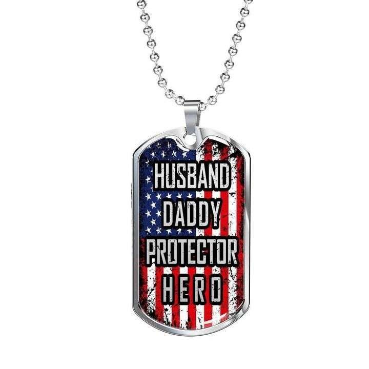Dad Dog Tag Custom Picture, Husband Daddy Protector Hero Dog Tag Necklace Gift For Dad Father's Day Rakva