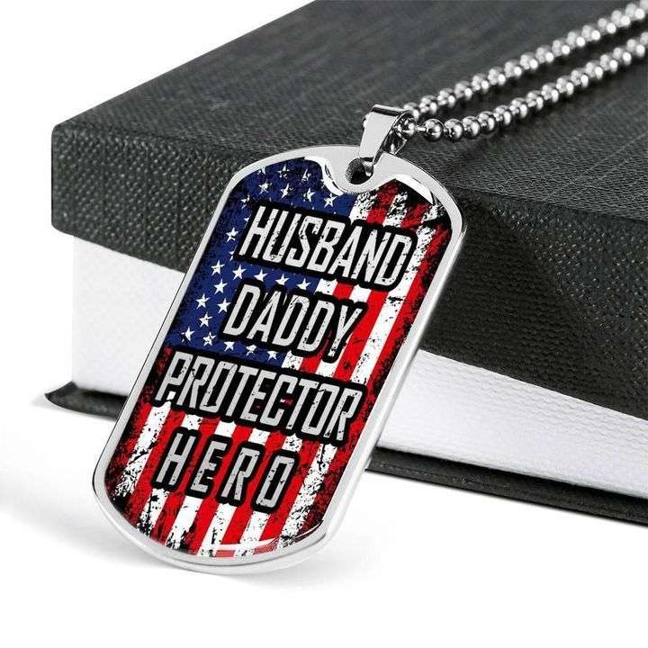 Dad Dog Tag Custom Picture, Husband Daddy Protector Hero Dog Tag Necklace Gift For Dad Father's Day Rakva