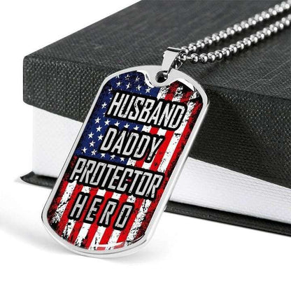 Dad Dog Tag Custom Picture, Husband Daddy Protector Hero Dog Tag Necklace Gift For Dad Father's Day Rakva