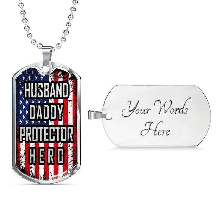 Dad Dog Tag Custom Picture, Husband Daddy Protector Hero Dog Tag Necklace Gift For Dad Father's Day Rakva