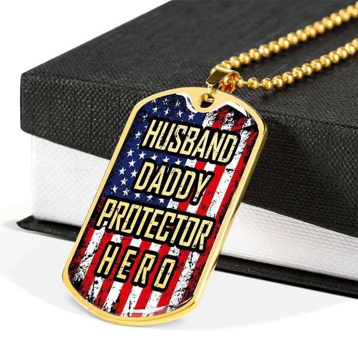 Dad Dog Tag Custom Picture, Husband Daddy Protector Hero Dog Tag Necklace Gift For Dad Father's Day Rakva