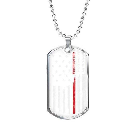 Dad Dog Tag Custom Picture, Husband Father Firefighter Dog Tag Necklace For Dad Father's Day Rakva