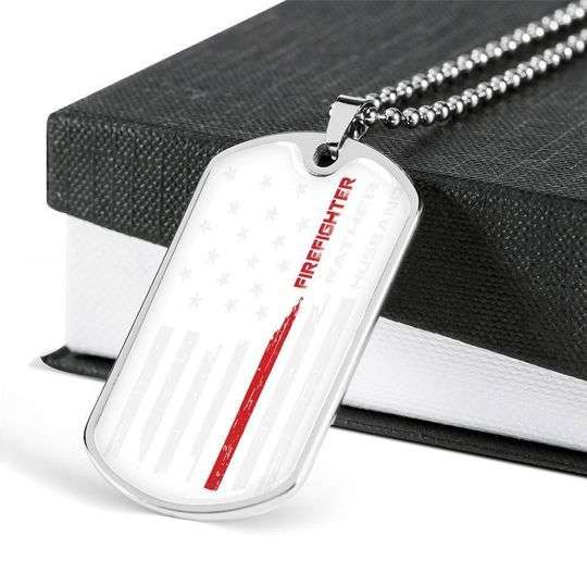 Dad Dog Tag Custom Picture, Husband Father Firefighter Dog Tag Necklace For Dad Father's Day Rakva