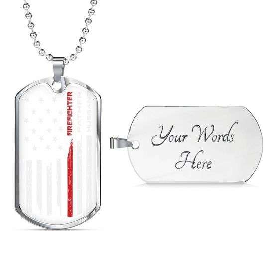 Dad Dog Tag Custom Picture, Husband Father Firefighter Dog Tag Necklace For Dad Father's Day Rakva