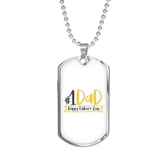 Dad Dog Tag Custom Picture, Number One Dad Happy Father’S Day For Dad Necklace Father's Day Rakva