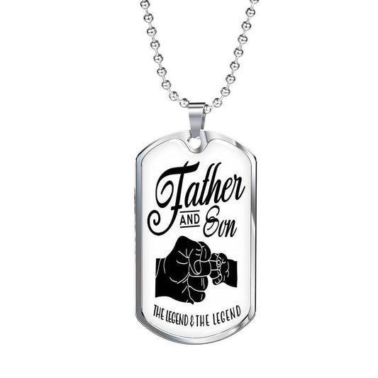 Dad Dog Tag Custom Picture, Son Dog Tag Custom Picture, Father And Son The Legend Dog Tag Necklace For Family Father's Day Rakva