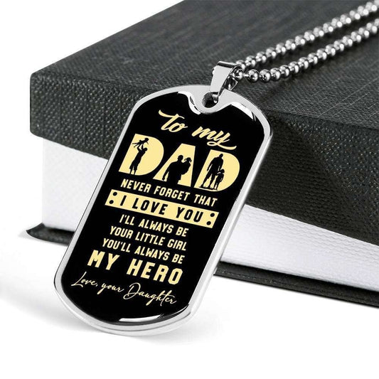 Dad Dog Tag Father’S Day Gift, Always Be My Hero Dog Tag Military Chain Necklace Gift For Daddy Dog Tag Father's Day Rakva