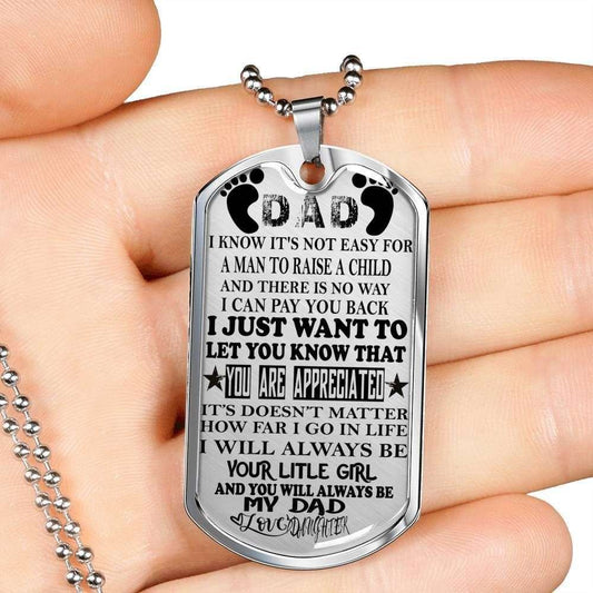 Dad Dog Tag Father’S Day Gift, Always Be My Little Girl Dog Tag Military Chain Necklace Gift For Dad Dog Tag Father's Day Rakva