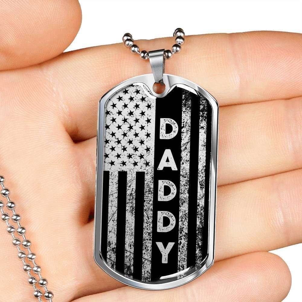 Dad Dog Tag Father’S Day Gift, American Patriotic Daddy Dog Tag Military Chain Necklace For Dad Dog Tag Father's Day Rakva