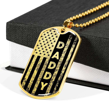 Dad Dog Tag Father’S Day Gift, American Patriotic Daddy Dog Tag Military Chain Necklace For Dad Dog Tag Father's Day Rakva