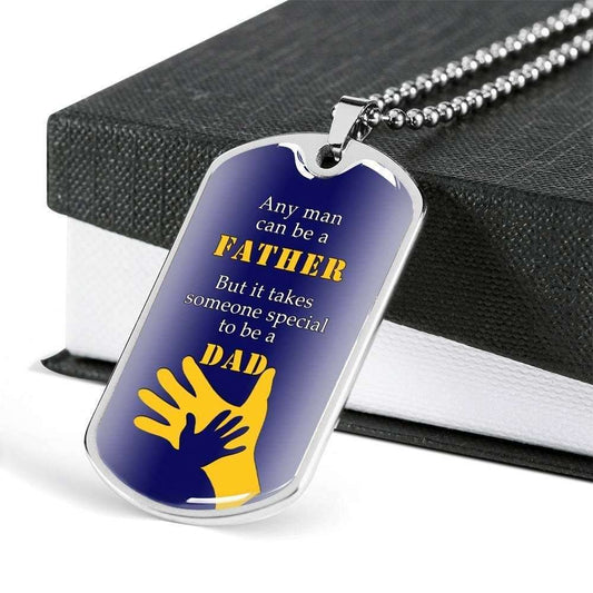 Dad Dog Tag Father’S Day Gift, Any Man Can Be A Father Dog Tag Military Chain Necklace For Daddy Dog Tag Father's Day Rakva