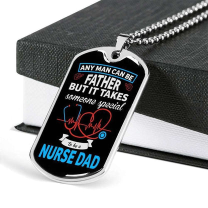 Dad Dog Tag Father’S Day Gift, Any Man Can Be Father Dog Tag Military Chain Necklace Gift For Daddy Dog Tag Father's Day Rakva