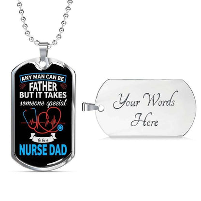 Dad Dog Tag Father’S Day Gift, Any Man Can Be Father Dog Tag Military Chain Necklace Gift For Daddy Dog Tag Father's Day Rakva