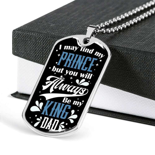 Dad Dog Tag Father’S Day Gift, Be My King Dad Dog Tag Military Chain Necklace For Dad Dog Tag Father's Day Rakva
