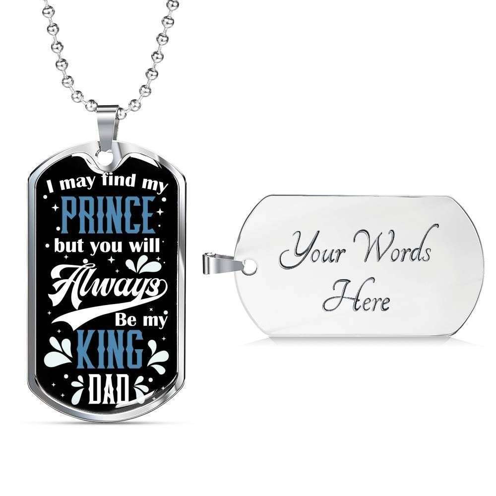 Dad Dog Tag Father’S Day Gift, Be My King Dad Dog Tag Military Chain Necklace For Dad Dog Tag Father's Day Rakva