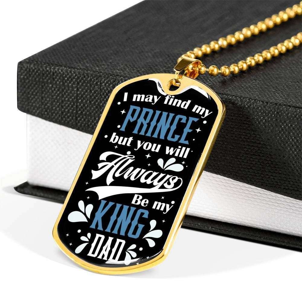 Dad Dog Tag Father’S Day Gift, Be My King Dad Dog Tag Military Chain Necklace For Dad Dog Tag Father's Day Rakva