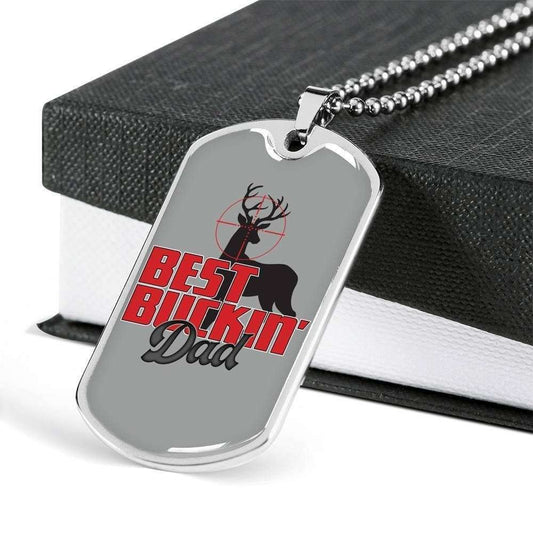 Dad Dog Tag Father’S Day Gift, Best Bucking Dad Dog Tag Military Chain Necklace Gift For Dad Dog Tag Father's Day Rakva