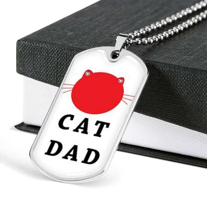 Dad Dog Tag Father’S Day Gift, Best Cat Dad Dog Tag Military Chain Necklace For Dad Dog Tag Father's Day Rakva