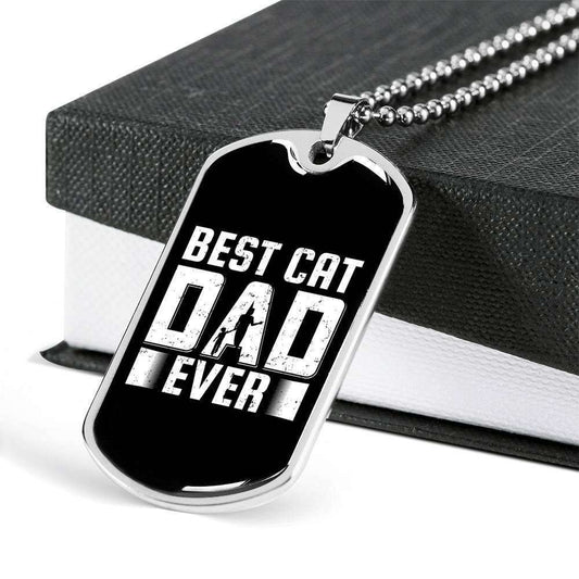 Dad Dog Tag Father’S Day Gift, Best Cat Dad Ever Black Dog Tag Military Chain Necklace For Dad Dog Tag Father's Day Rakva