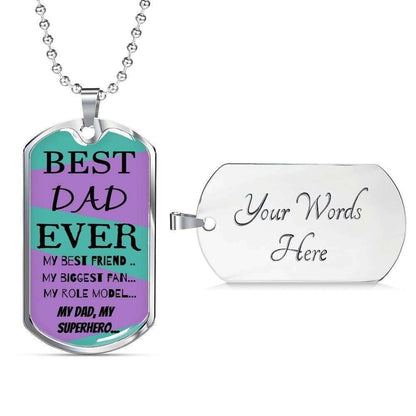 Dad Dog Tag Father’S Day Gift, Best Dad Ever My Hero Dog Tag Military Chain Necklace Gift For Daddy Dog Tag Father's Day Rakva