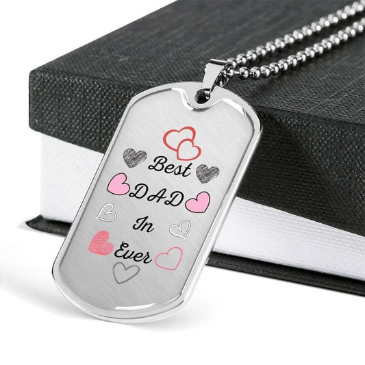 Dad Dog Tag Father’S Day Gift, Best Dad In Ever Love Dog Tag Military Chain Necklace For Dad Dog Tag Father's Day Rakva