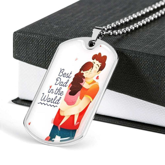 Dad Dog Tag Father’S Day Gift, Best Dad In The World Dog Tag Military Chain Necklace Gift For Daddy Dog Tag Father's Day Rakva