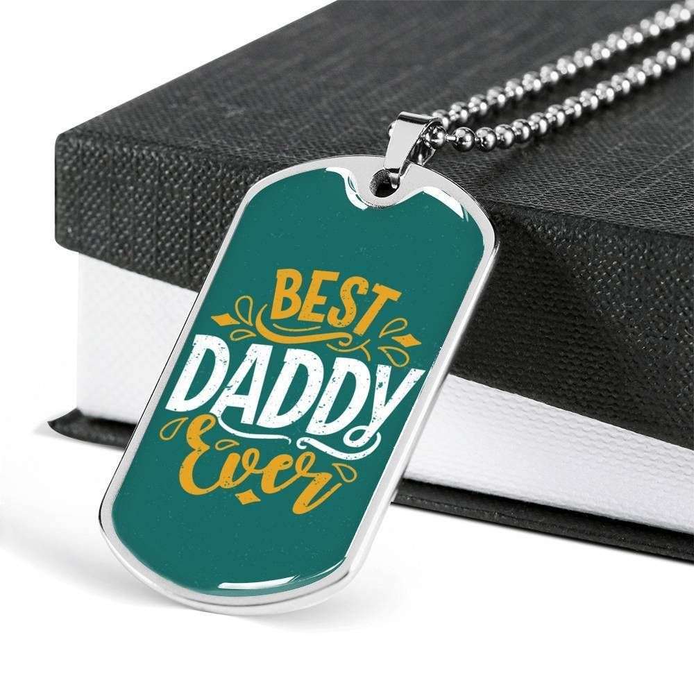 Dad Dog Tag Father’S Day Gift, Best Daddy Ever Dog Tag Military Chain Necklace Gift For Daddy Dog Tag Father's Day Rakva