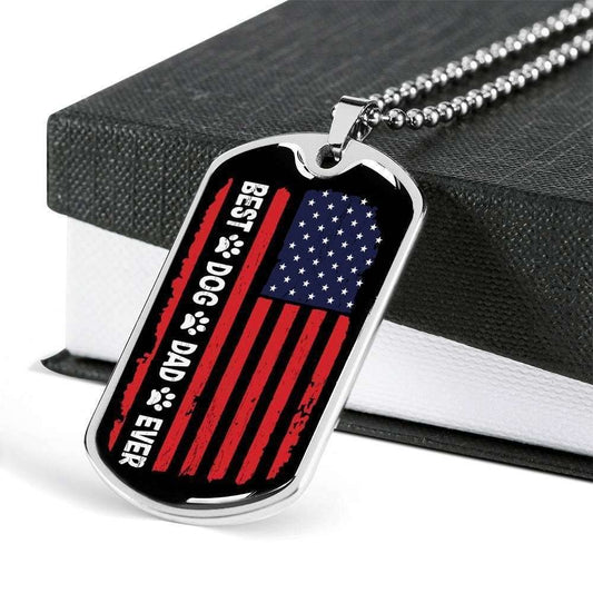 Dad Dog Tag Father’S Day Gift, Best Dog Dad Ever Dog Tag Military Chain Necklace For Dad Dog Tag-1 Father's Day Rakva