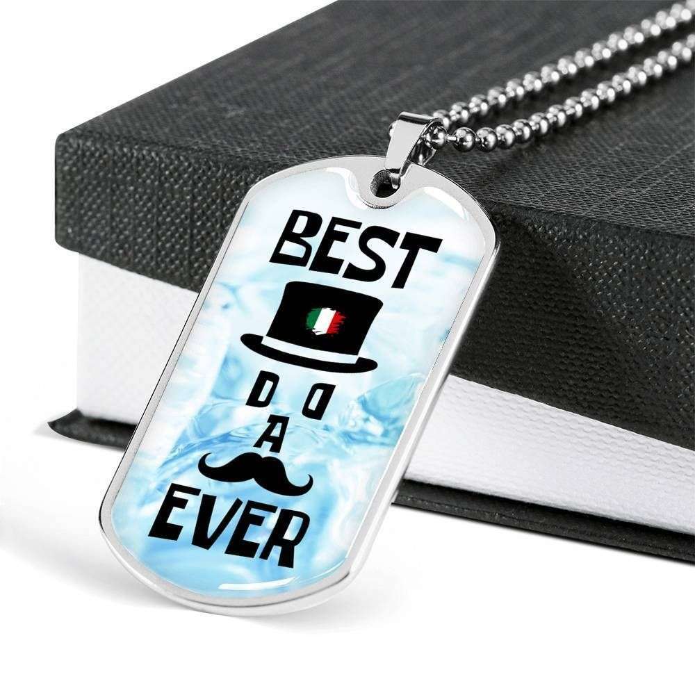 Dad Dog Tag Father’S Day Gift, Best Italian Dad Ever Dog Tag Military Chain Necklace For Dad Dog Tag Father's Day Rakva